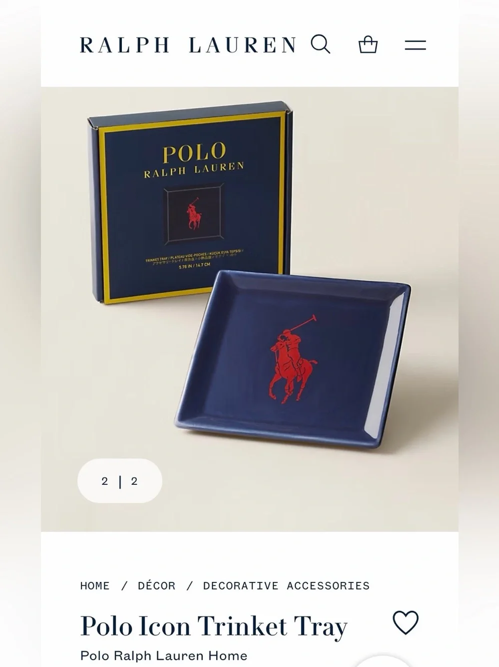 Polo by Ralph Lauren Navy Porcelain Dish with Red Pony Logo
